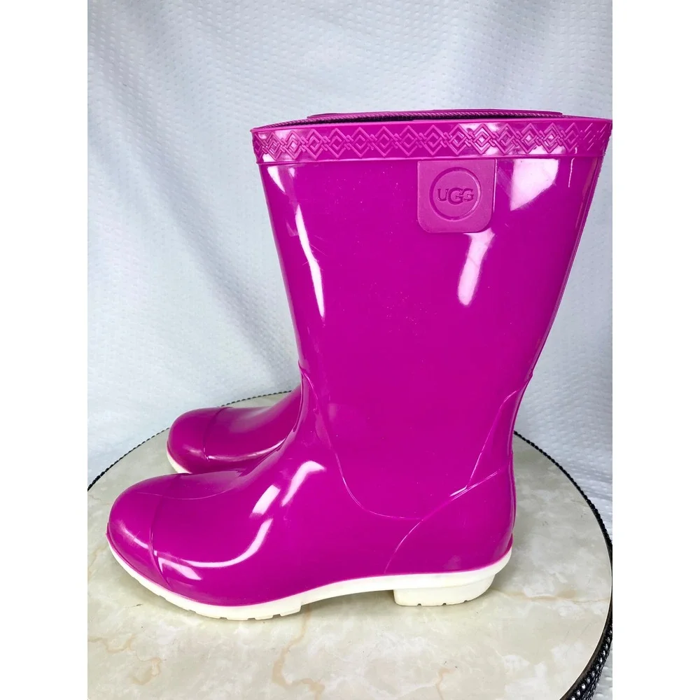 UGG Ranna Waterproof Mid Calf Rain Boots Womens 8 Girls 6 Pink Rubber Outdoor